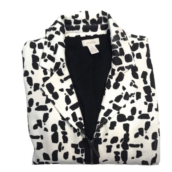 Chico’s Black and White Full Zipper Lined Jacket - Picture 10 of 11